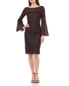 Sequin Crepe Trumpet-sleeve
