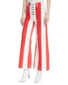 Jonelle High-waist Striped Crop Jeans