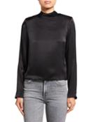 Freddie Satin Mock-neck Zip-back