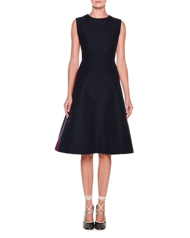 Sleeveless Side-stripe Cady Dress