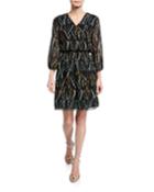 Printed Chiffon Bubble-sleeve Dress