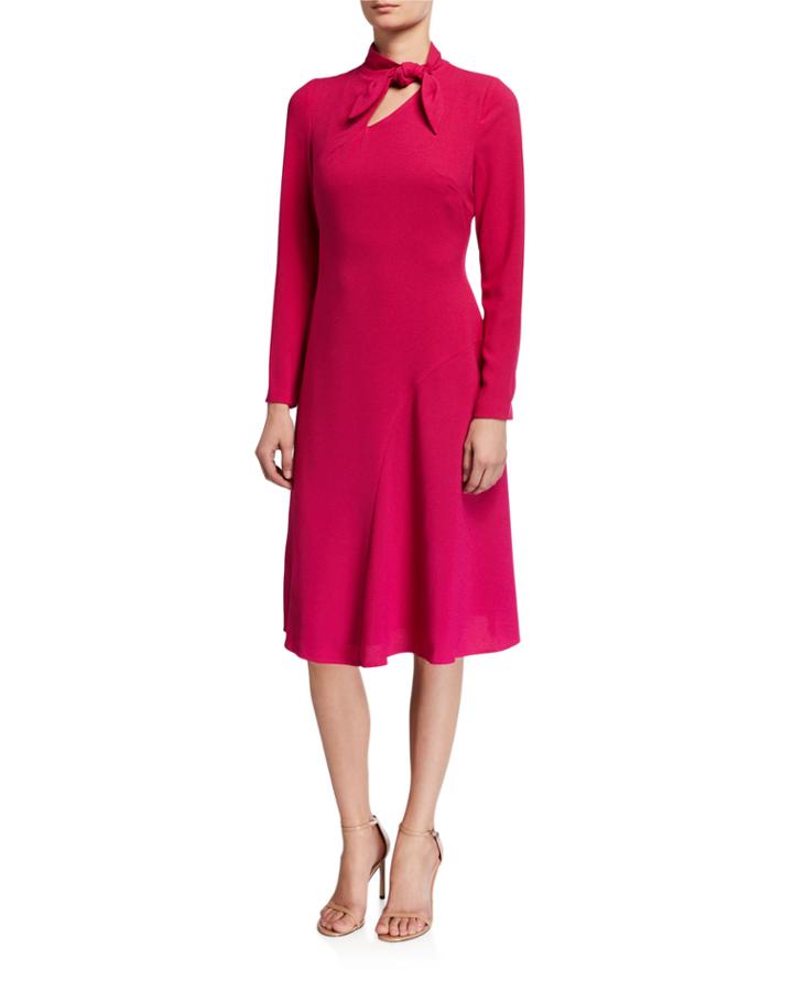 Scarf Tie-neck Fit-&-flare Dress