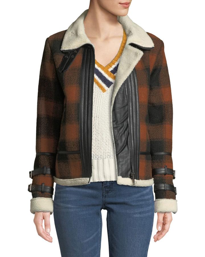 Check Plaid Flannel Coat With
