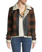 Check Plaid Flannel Coat With