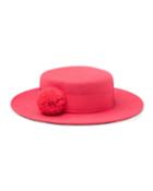 Brigitte Wool Felt Boater Hat, Pink