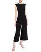 Pearly-neck Wide-leg Cropped Jumpsuit