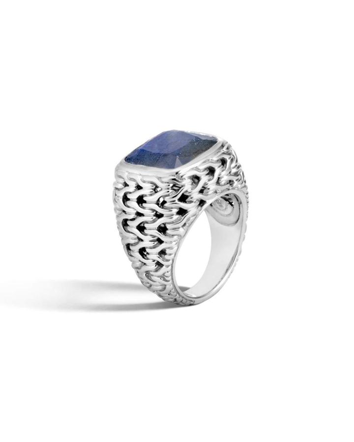 Classic Chain Silver Magic-cut Labradorite Ring,