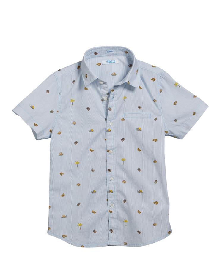 Camping Icons Collared Short-sleeve Shirt,