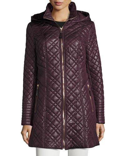 Quilted Jacket With Hood, Marsala,