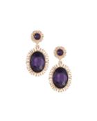 Crystal Oval Drop Earrings, Purple