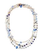 Long Double-strand Simulated Crystal Necklace, Blue