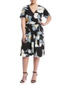 Short-sleeve Floral Wrap Dress,