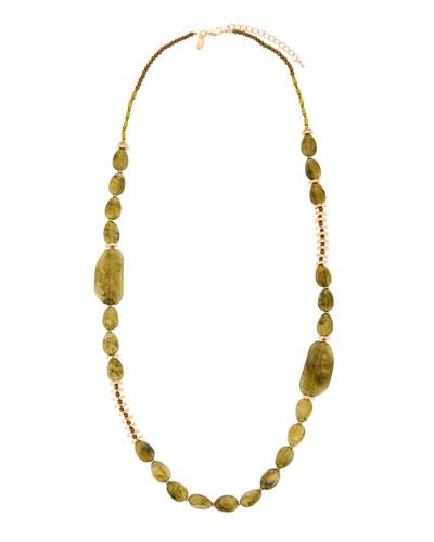 Long Single-strand Beaded Necklace, Green