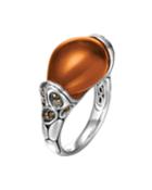 John Hardy Kali Pebbled Sandblasted Cognac Quartz Ring, Size 7, Women's,