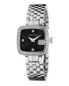 G-gucci Pave Diamond Stainless Steel Watch W/ Black Dial