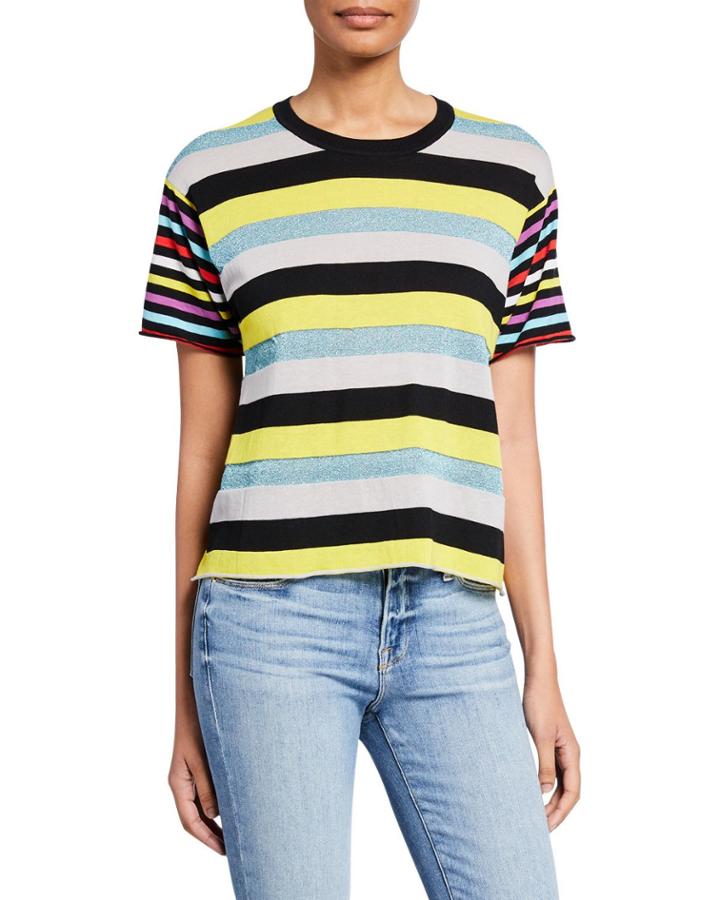 Mix Stripe Short-sleeve Boyfriend Tee