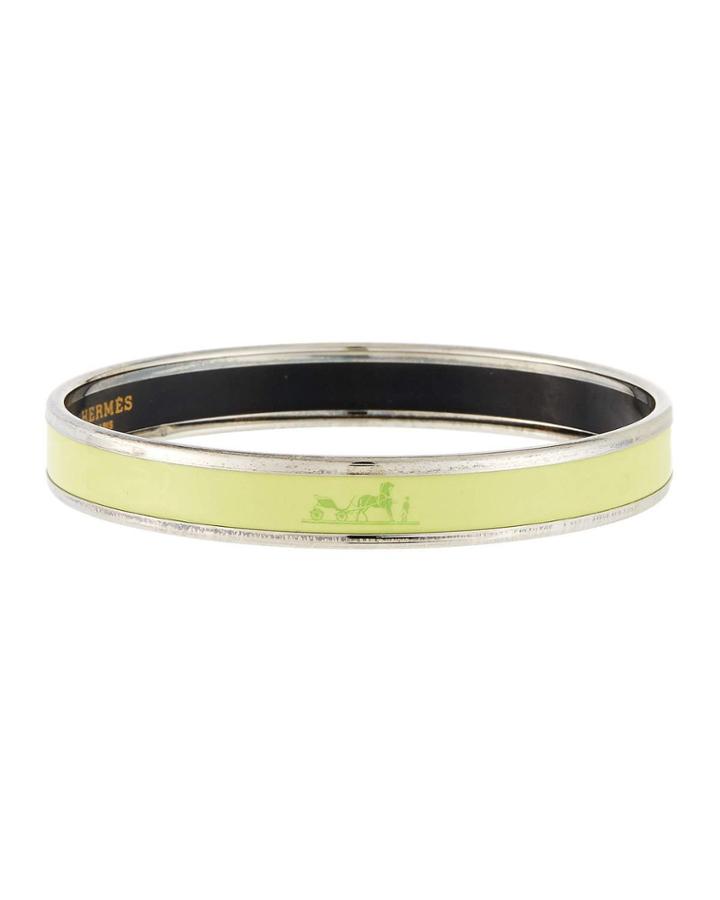 Estate Narrow Carriage Bangle, Green