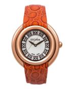 40mm Ivory Watch W/ Croc-embossed Strap, Rose Golden/orange