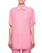 Short-sleeve Button-front Tech