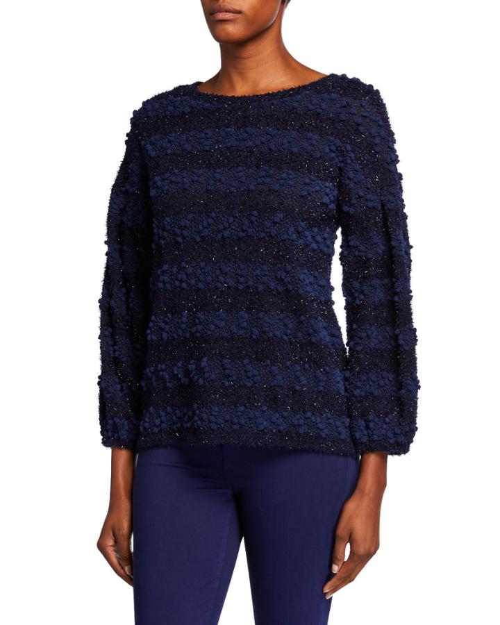 Bobble Knit Puff-sleeve