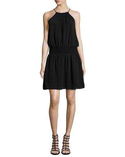 Nahal Silk Halter Dress, Caviar