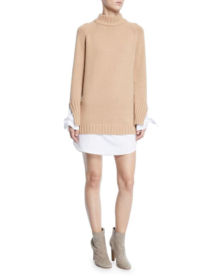 Teddy Turtleneck Long-sleeve Sweater