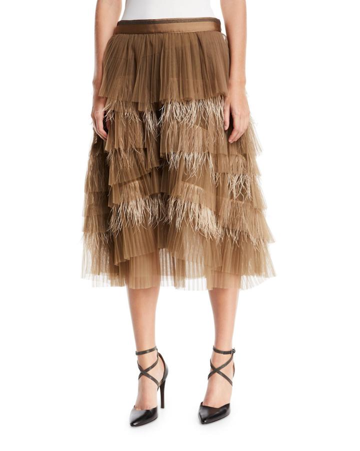 Tiered Tulle Feathered