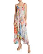 Kara Mixed-print Scoop-neck Sleeveless Dress W/