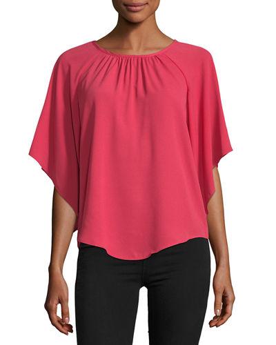 Angel-sleeve Crepe Blouse