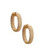 18k Yellow Gold Pave Diamond Hoop Earrings