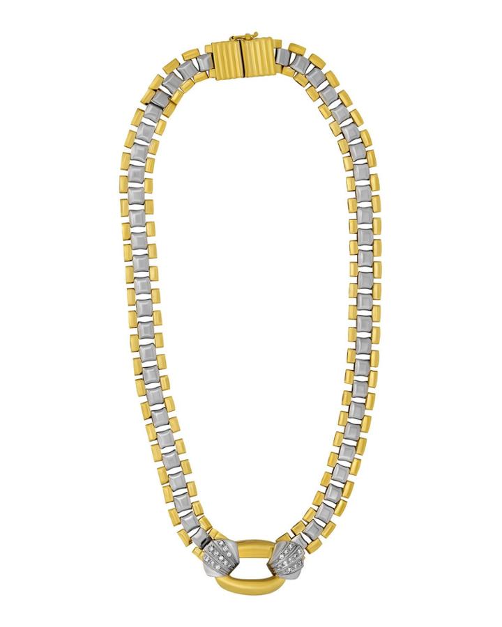 18k 3-link Necklace W/ Diamond Pave