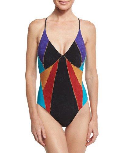 Serengeti Goddess Sueded One-piece Swimsuit,