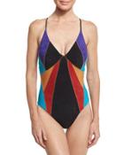 Serengeti Goddess Sueded One-piece Swimsuit,