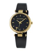 34mm Aurelie Leather Watch, Gold/black
