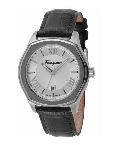 40mm Lungarno Men's Watch W/ Leather Strap,