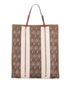 Mixed Fabric Leather Tote Bag