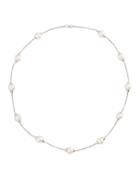 14k White Gold Tin-cup Pearl Necklace