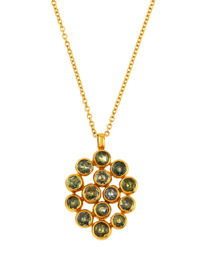 Pointelle Hue Multi-sapphire Pendant Necklace