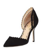 Charlotte Scalloped Evening Pump, Black
