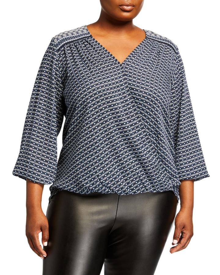 Plus Size Bubble Crepe High-low Top