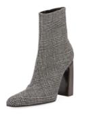 Prince Of Wales Plaid Block-heel Booties