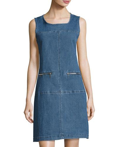 Denim Shift Dress, Indigo