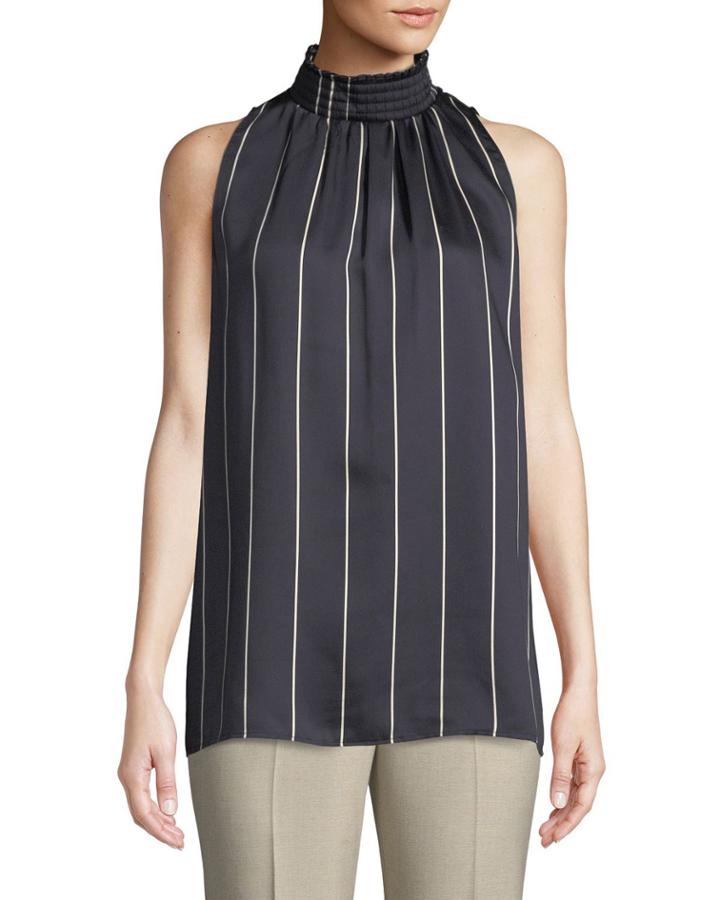 Hoda Striped High-neck Blouse