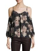 Eclipse Floral-print Cold-shoulder Flowy Blouse