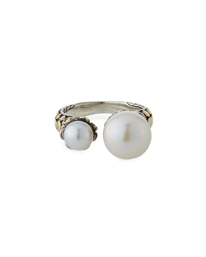 Dot Double-pearl Ring W/ 18k Gold,