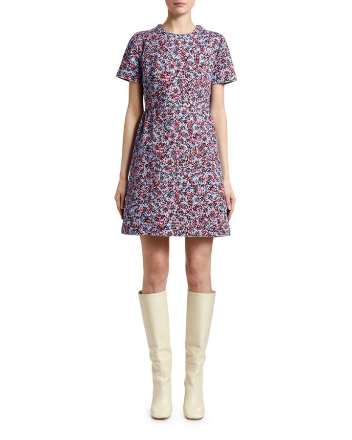Inate Floral-print Denim Short-sleeve Dress