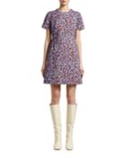 Inate Floral-print Denim Short-sleeve Dress