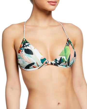 Meg Cross-back Printed Bikini Top