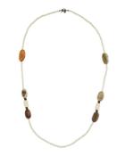 Long Bone, Jade & Buddha Beaded Necklace