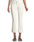 Cropped Frayed Denim Jeans, White